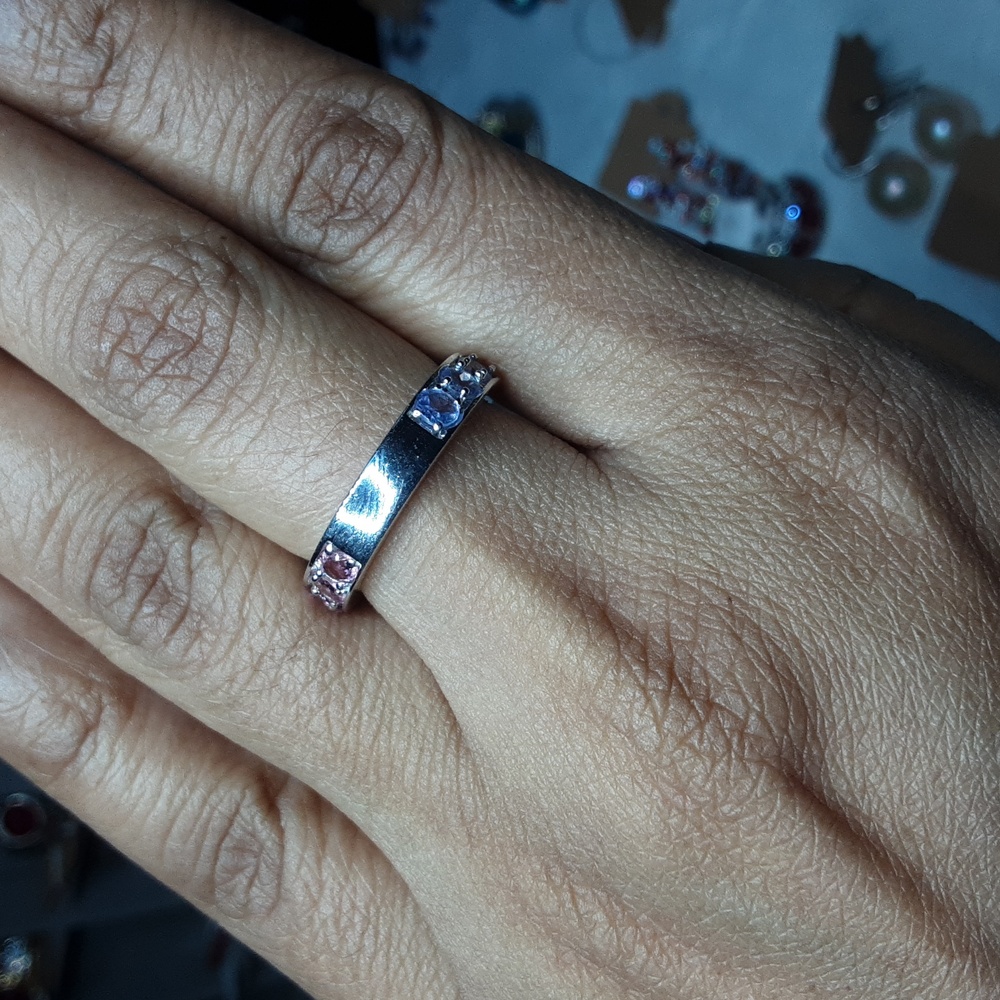 ALL 3, PRICE IS FIRM. 925 reversible Tanzanite and pink tourmaline ring. - Picture 2 of 2